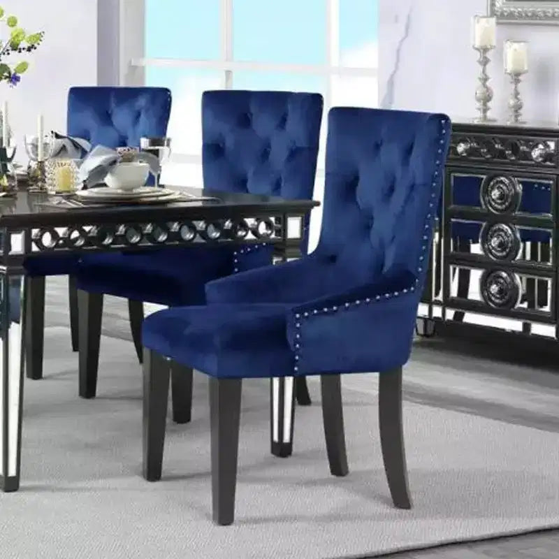 Acme Furniture Direct Only Dining Chairs Blue Velvet/Black Finish