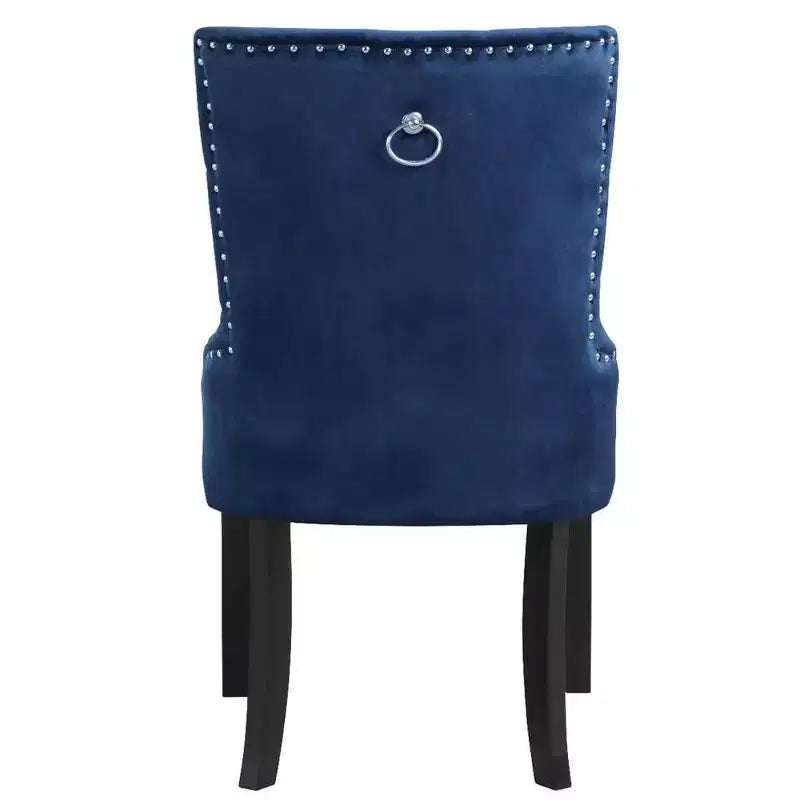 Chaise d'appoint sans accoudoirs en velours bleu, cadre noir, 1 place