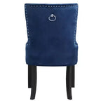 Chaise d'appoint sans accoudoirs en velours bleu, cadre noir, 1 place
