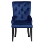 Chaise d'appoint sans accoudoirs en velours bleu, cadre noir, 1 place