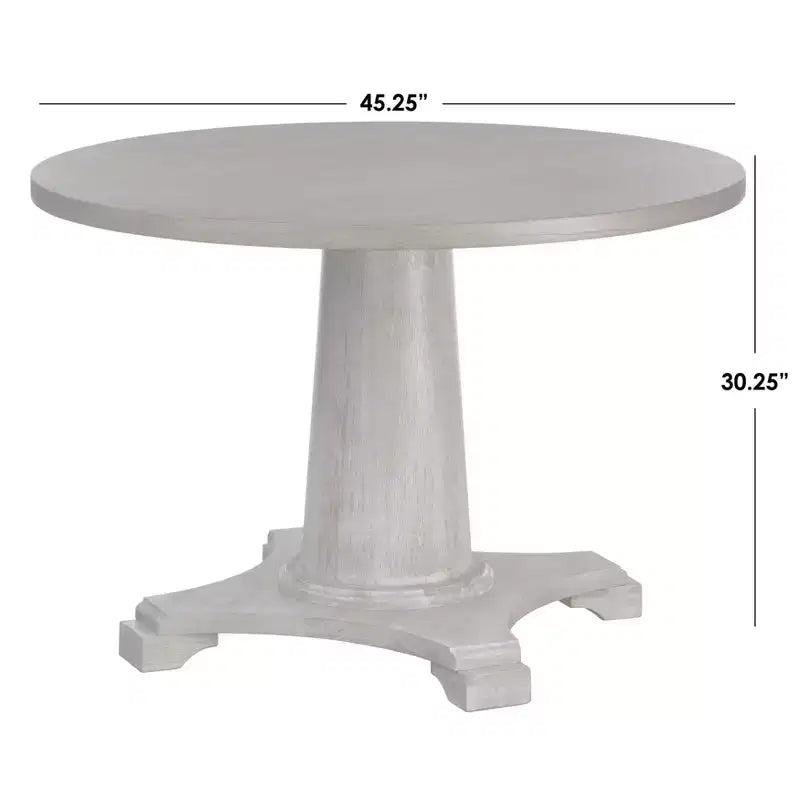 Ensemble de salle à manger rond sur pied, Noyer/Blanc vintage, 4 places
