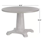 Ensemble de salle à manger rond sur pied, Noyer/Blanc vintage, 4 places
