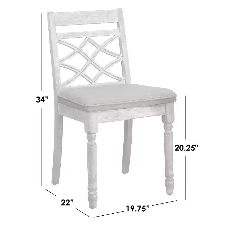 Ensemble de salle à manger rond sur pied, Noyer/Blanc vintage, 4 places