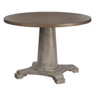 Ensemble de salle à manger rond sur pied, Noyer/Blanc vintage, 4 places