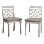 Ensemble de salle à manger rond sur pied, Noyer/Blanc vintage, 4 places
