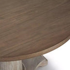 Ensemble de salle à manger rond sur pied, Noyer/Blanc vintage, 4 places