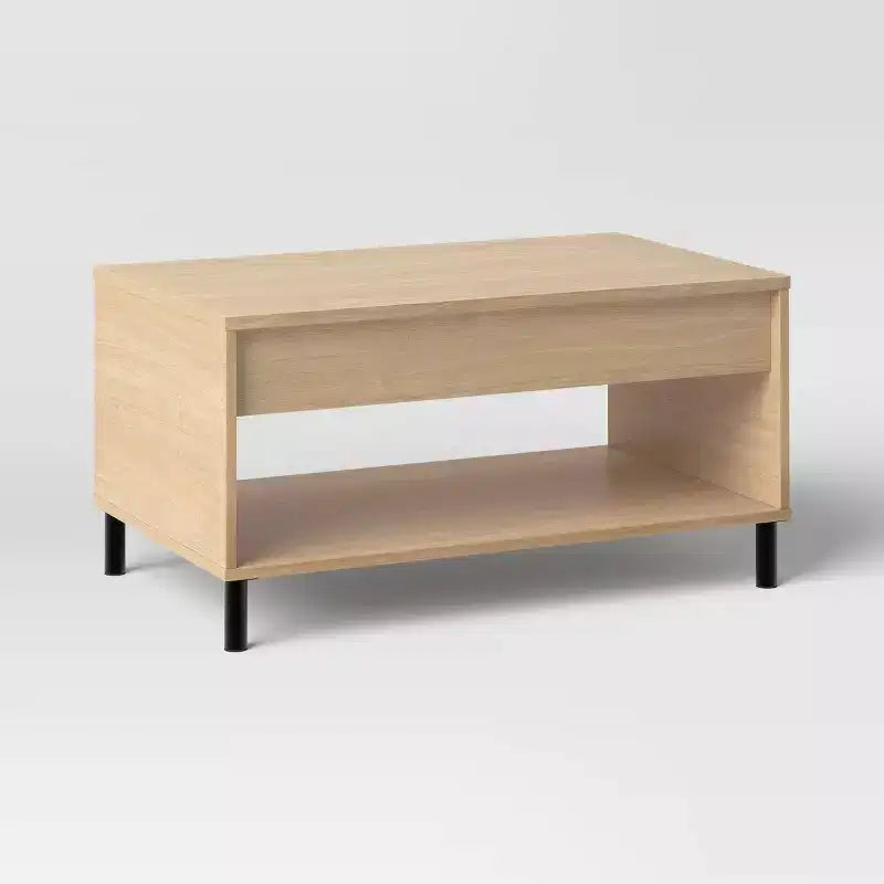Mixed Materials Wood and Metal Lift top Coffee Table with Storage Natural Wood - Room Essentials™