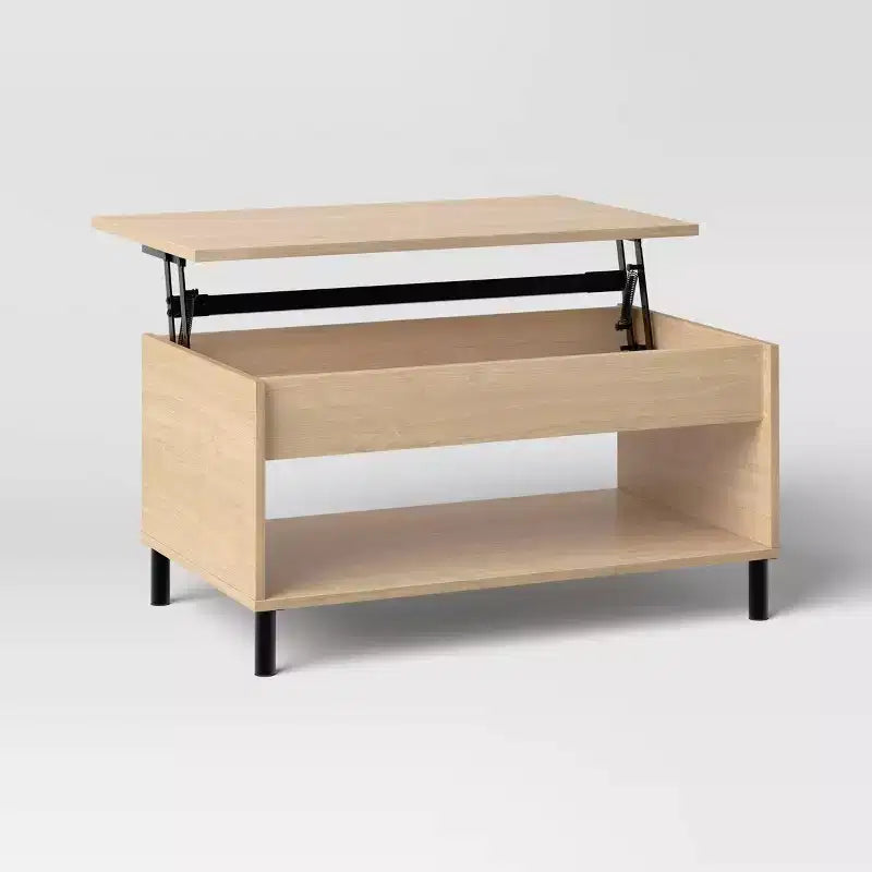Table basse relevable marron avec rangement, rectangulaire, 1 pièce