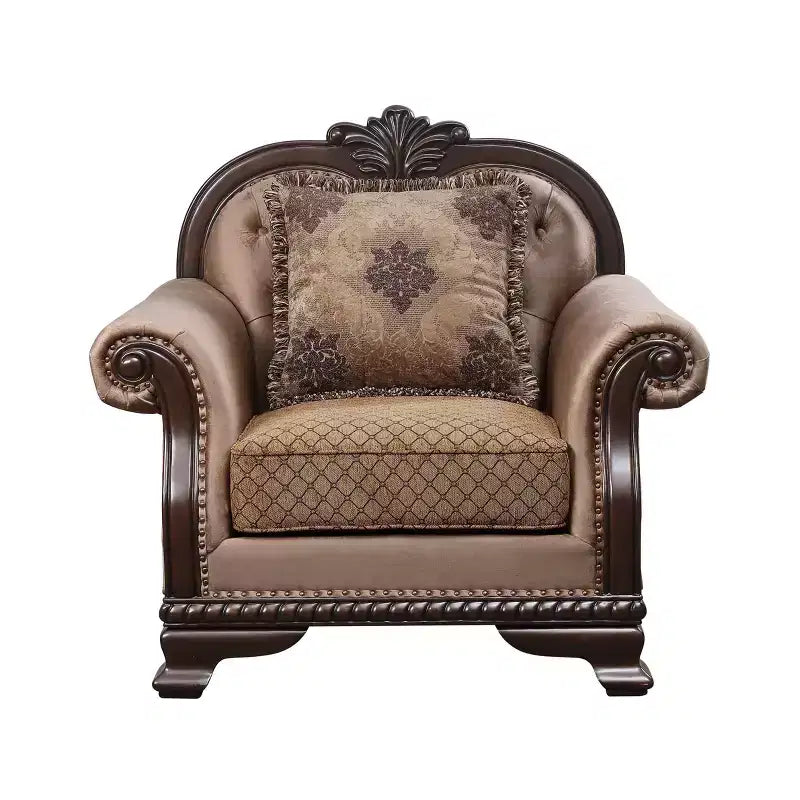 Fauteuil d'appoint en tissu expresso avec oreiller, 1 place