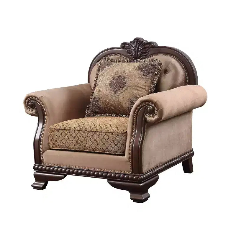 Fauteuil d'appoint en tissu expresso avec oreiller, 1 place
