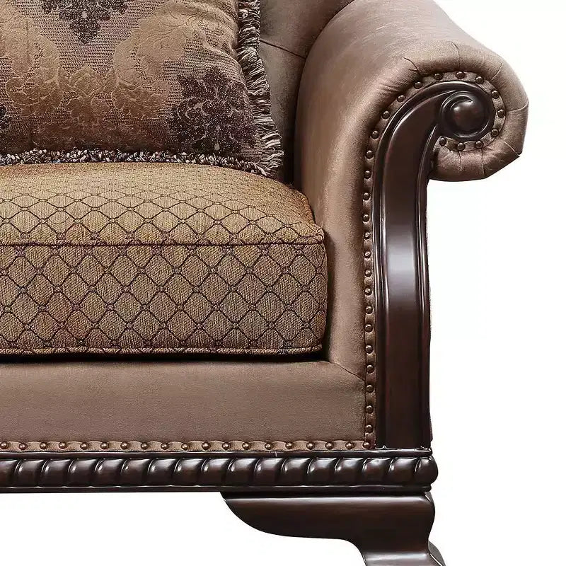 Fauteuil d'appoint en tissu expresso avec oreiller, 1 place