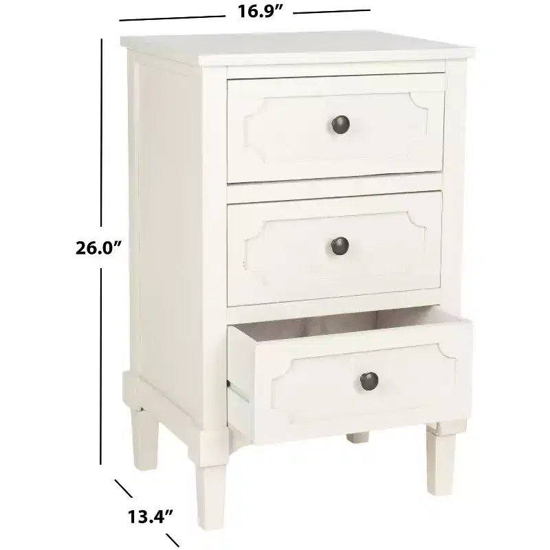 Commode de chevet à 3 tiroirs gris/blanc, 1 personne