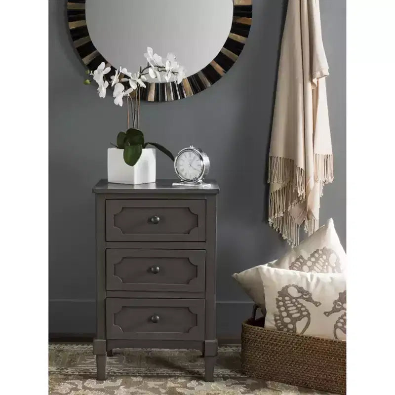Commode de chevet à 3 tiroirs gris/blanc, 1 personne