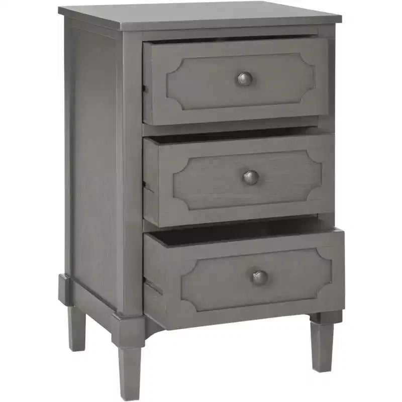 Commode de chevet à 3 tiroirs gris/blanc, 1 personne