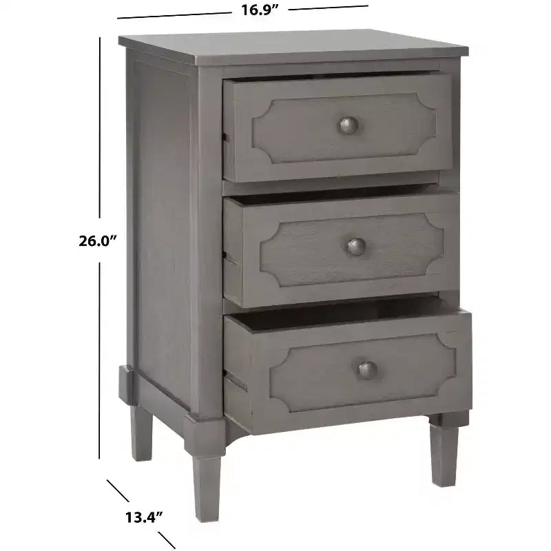 Commode de chevet à 3 tiroirs gris/blanc, 1 personne