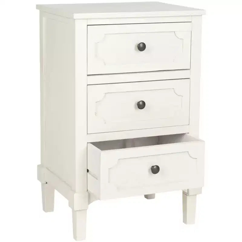 Commode de chevet à 3 tiroirs gris/blanc, 1 personne