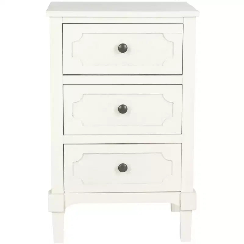 Commode de chevet à 3 tiroirs gris/blanc, 1 personne