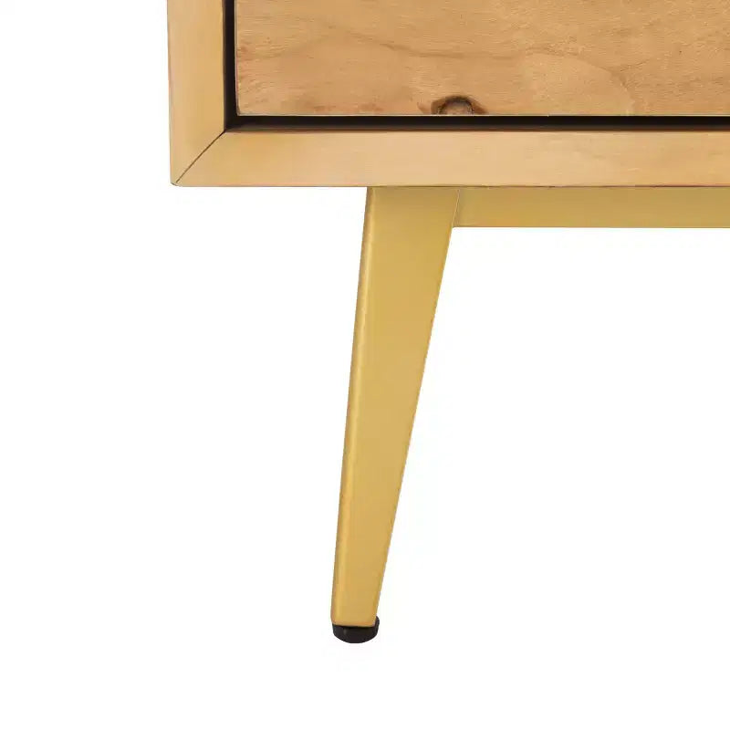 Commode 3 tiroirs Naturel/Noyer/Noyer foncé/Blanc délavé et doré