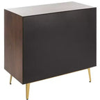 Commode 3 tiroirs Naturel/Noyer/Noyer foncé/Blanc délavé et doré