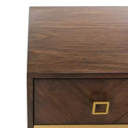 Commode 3 tiroirs Naturel/Noyer/Noyer foncé/Blanc délavé et doré