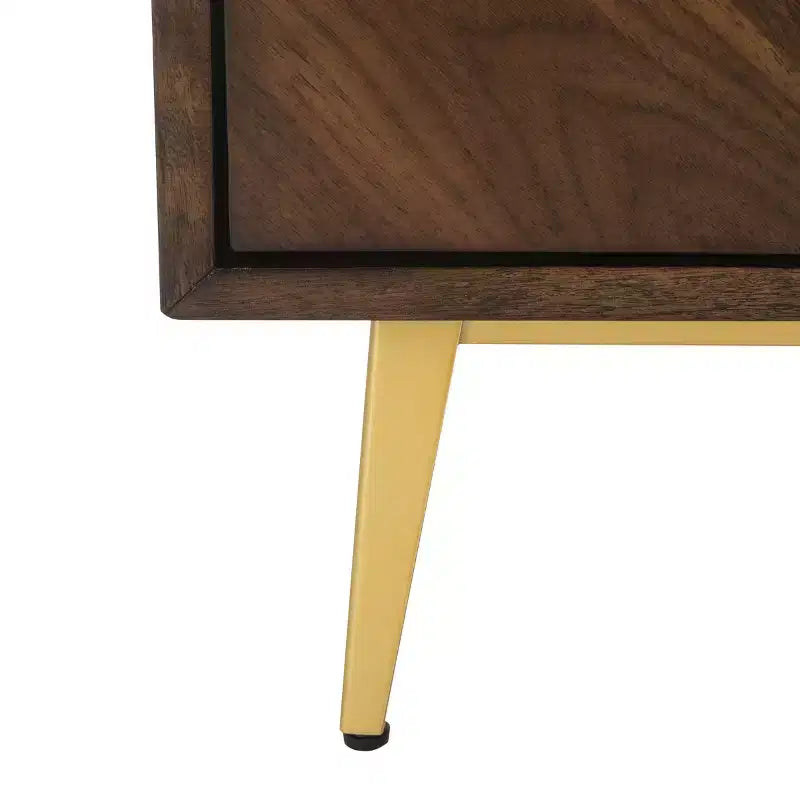 Commode 3 tiroirs Naturel/Noyer/Noyer foncé/Blanc délavé et doré