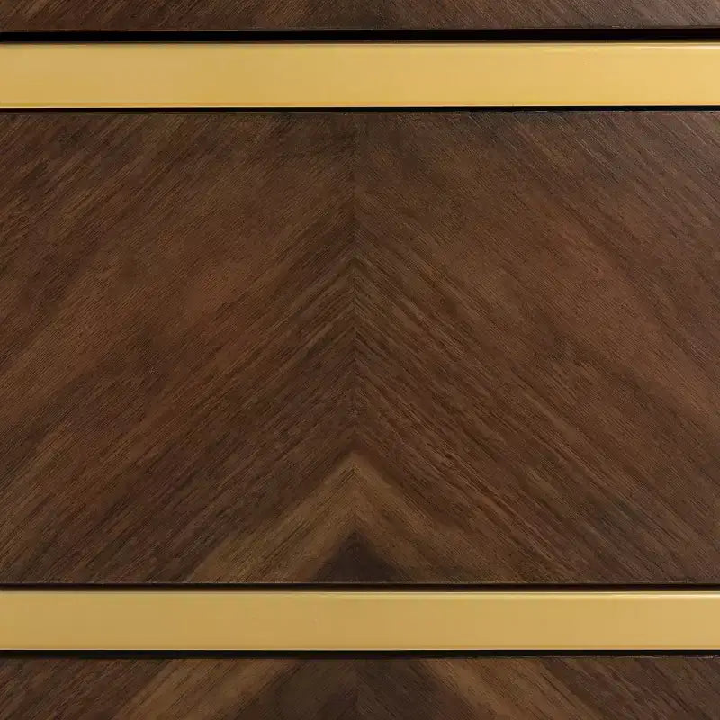 Commode 3 tiroirs Naturel/Noyer/Noyer foncé/Blanc délavé et doré