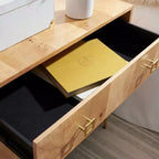 Commode 3 tiroirs Naturel/Noyer/Noyer foncé/Blanc délavé et doré