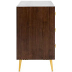 Commode 3 tiroirs Naturel/Noyer/Noyer foncé/Blanc délavé et doré