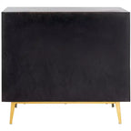 Commode 3 tiroirs Naturel/Noyer/Noyer foncé/Blanc délavé et doré