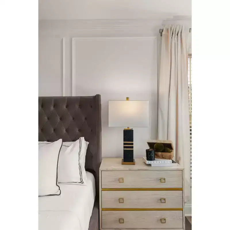 Commode 3 tiroirs Naturel/Noyer/Noyer foncé/Blanc délavé et doré
