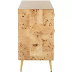 Commode 3 tiroirs Naturel/Noyer/Noyer foncé/Blanc délavé et doré