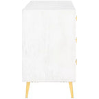Commode 3 tiroirs Naturel/Noyer/Noyer foncé/Blanc délavé et doré