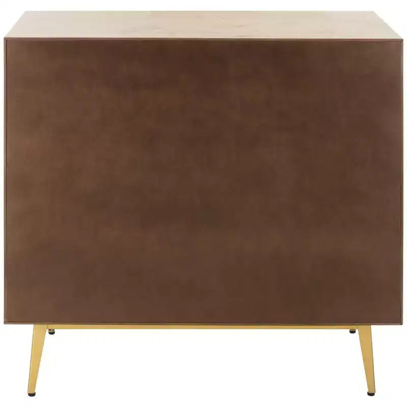 Commode 3 tiroirs Naturel/Noyer/Noyer foncé/Blanc délavé et doré