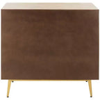 Commode 3 tiroirs Naturel/Noyer/Noyer foncé/Blanc délavé et doré