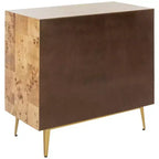 Commode 3 tiroirs Naturel/Noyer/Noyer foncé/Blanc délavé et doré