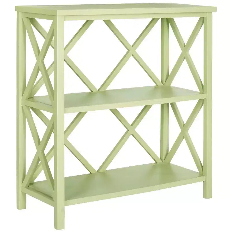 Bibliothèque ouverte à 2 étagères – Vert avocat / Vert poudré / Gris / Chêne / Bleu sarcelle / Crème vintage