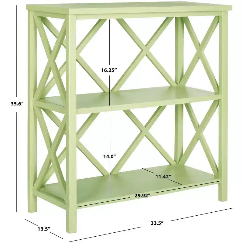 Bibliothèque ouverte à 2 étagères – Vert avocat / Vert poudré / Gris / Chêne / Bleu sarcelle / Crème vintage