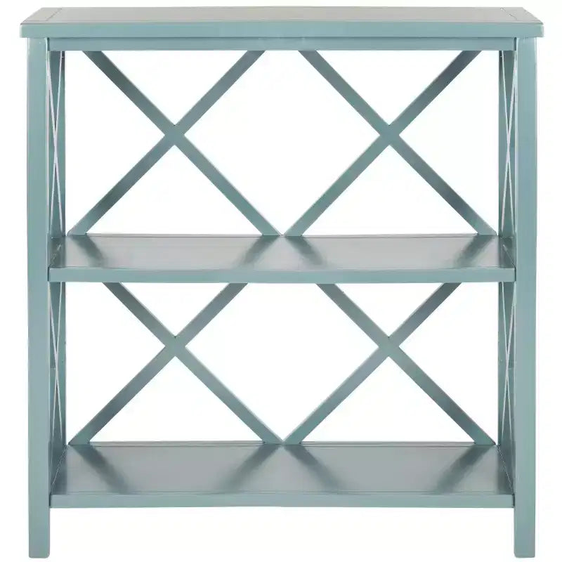 Bibliothèque ouverte à 2 étagères – Vert avocat / Vert poudré / Gris / Chêne / Bleu sarcelle / Crème vintage