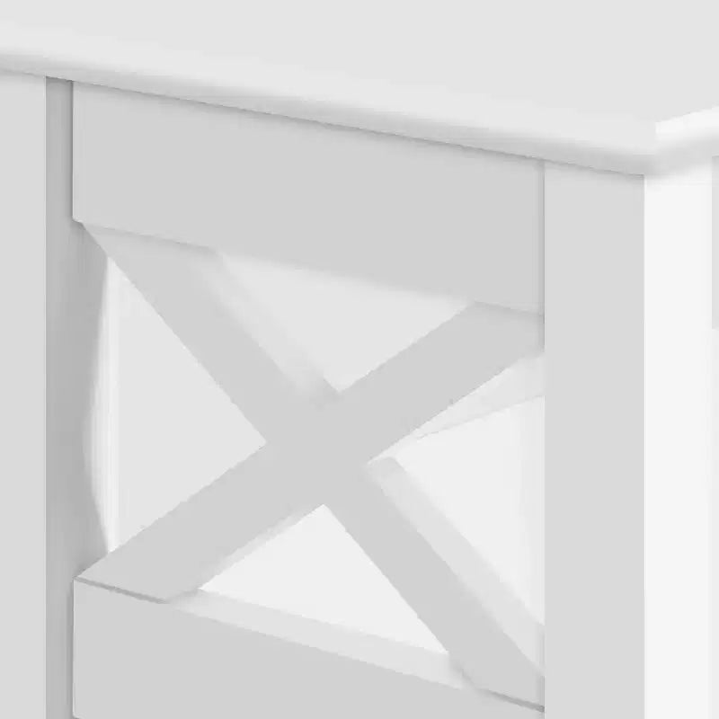 Table d'appoint étroite blanche à 3 niveaux avec étagères de rangement, 1 pièce