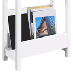 Table d'appoint étroite blanche à 3 niveaux avec étagères de rangement, 1 pièce
