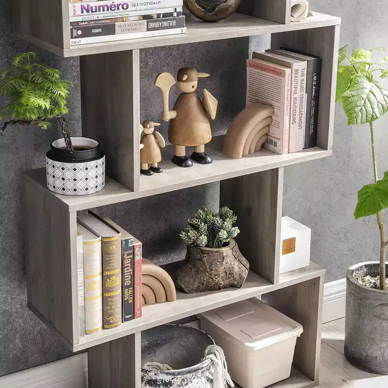 Étagère autoportante à 5 niveaux (noir ébène/grège/marron rustique/blanc), assemblage par 1 personne