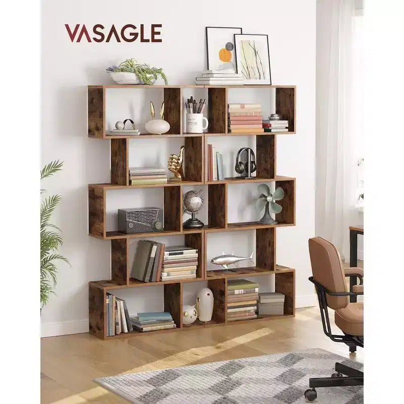 Étagère autoportante à 5 niveaux (noir ébène/grège/marron rustique/blanc), assemblage par 1 personne