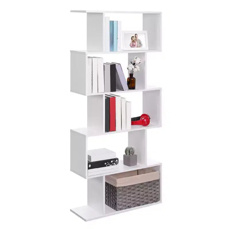 Étagère autoportante à 5 niveaux (noir ébène/grège/marron rustique/blanc), assemblage par 1 personne