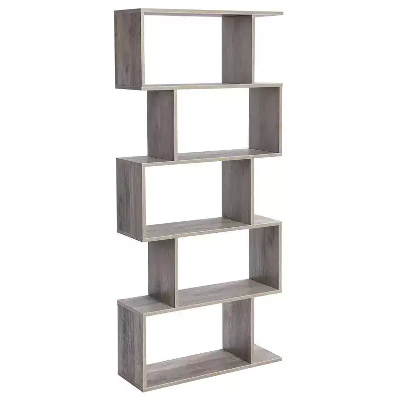 Étagère autoportante à 5 niveaux (noir ébène/grège/marron rustique/blanc), assemblage par 1 personne