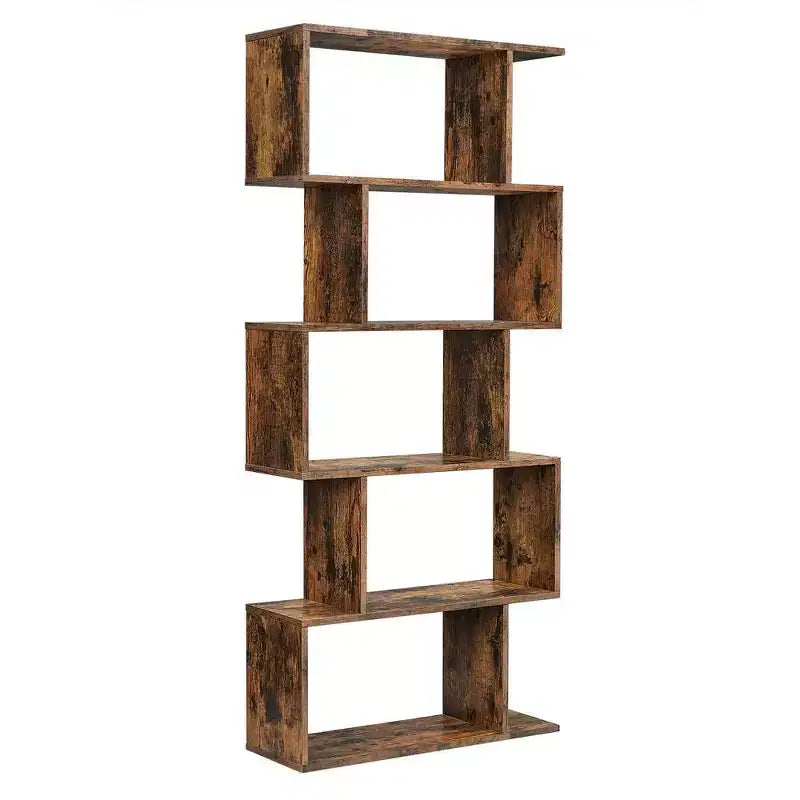 Étagère autoportante à 5 niveaux (noir ébène/grège/marron rustique/blanc), assemblage par 1 personne