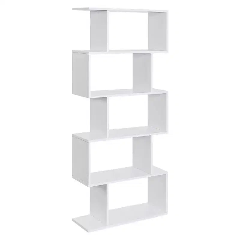 Étagère autoportante à 5 niveaux (noir ébène/grège/marron rustique/blanc), assemblage par 1 personne