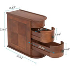 Table d'appoint de canapé en bois marron mince avec 2 tiroirs, 1-2 personnes