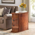 Table d'appoint de canapé en bois marron mince avec 2 tiroirs, 1-2 personnes
