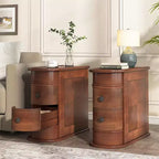 Table d'appoint de canapé en bois marron mince avec 2 tiroirs, 1-2 personnes