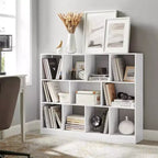 VASAGLE Bookshelf Bookcase, Book Shelf Storage Shelf with 11 Storage Compartments White
